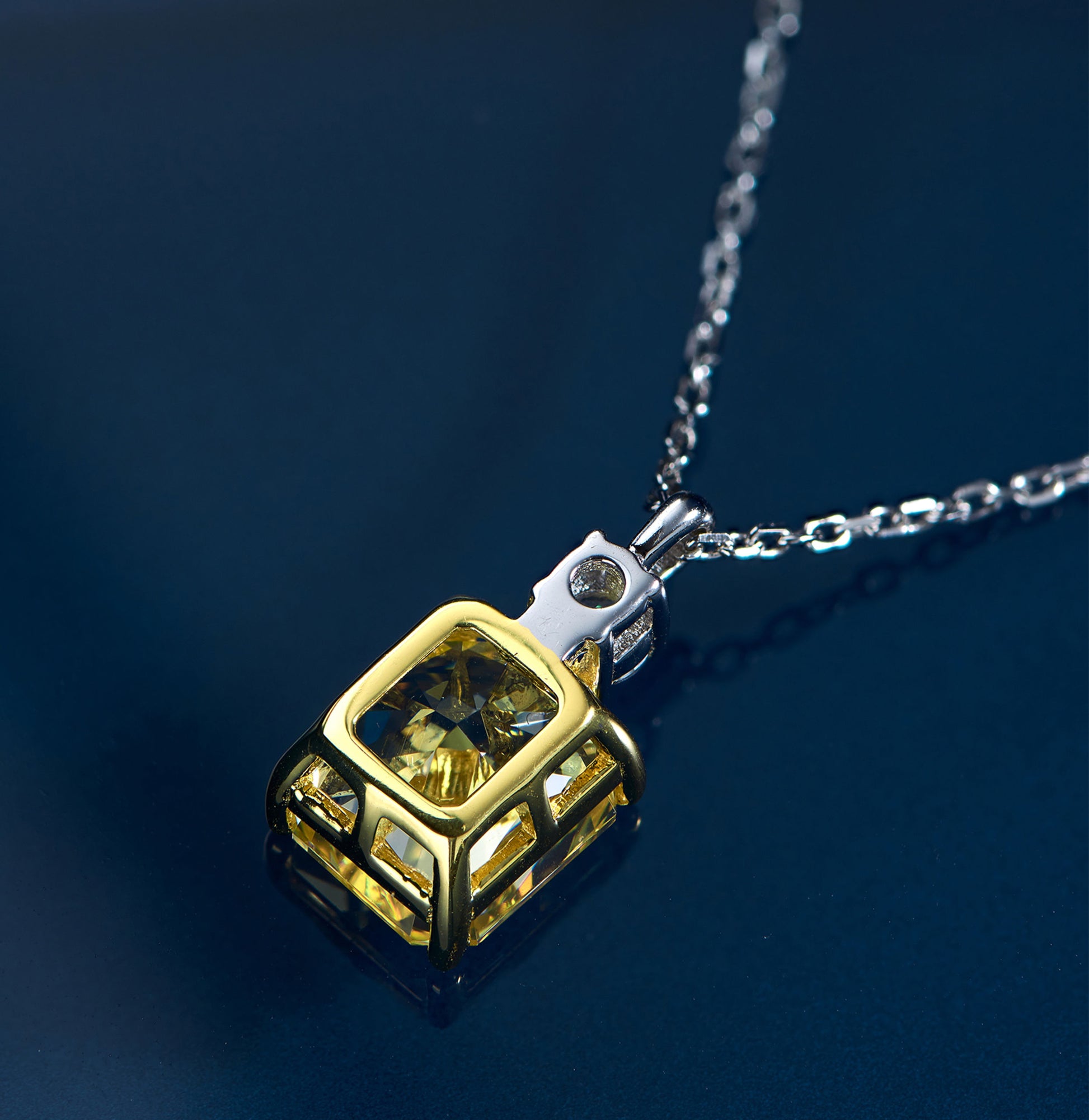 Luxury Yellow Gemstone Pendant | Silver Necklace