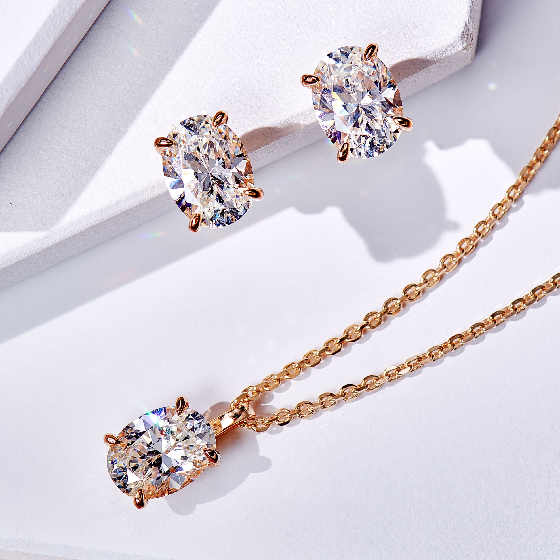 Oval-Cut Zirconia Clavicle Chain  | Silver Necklace