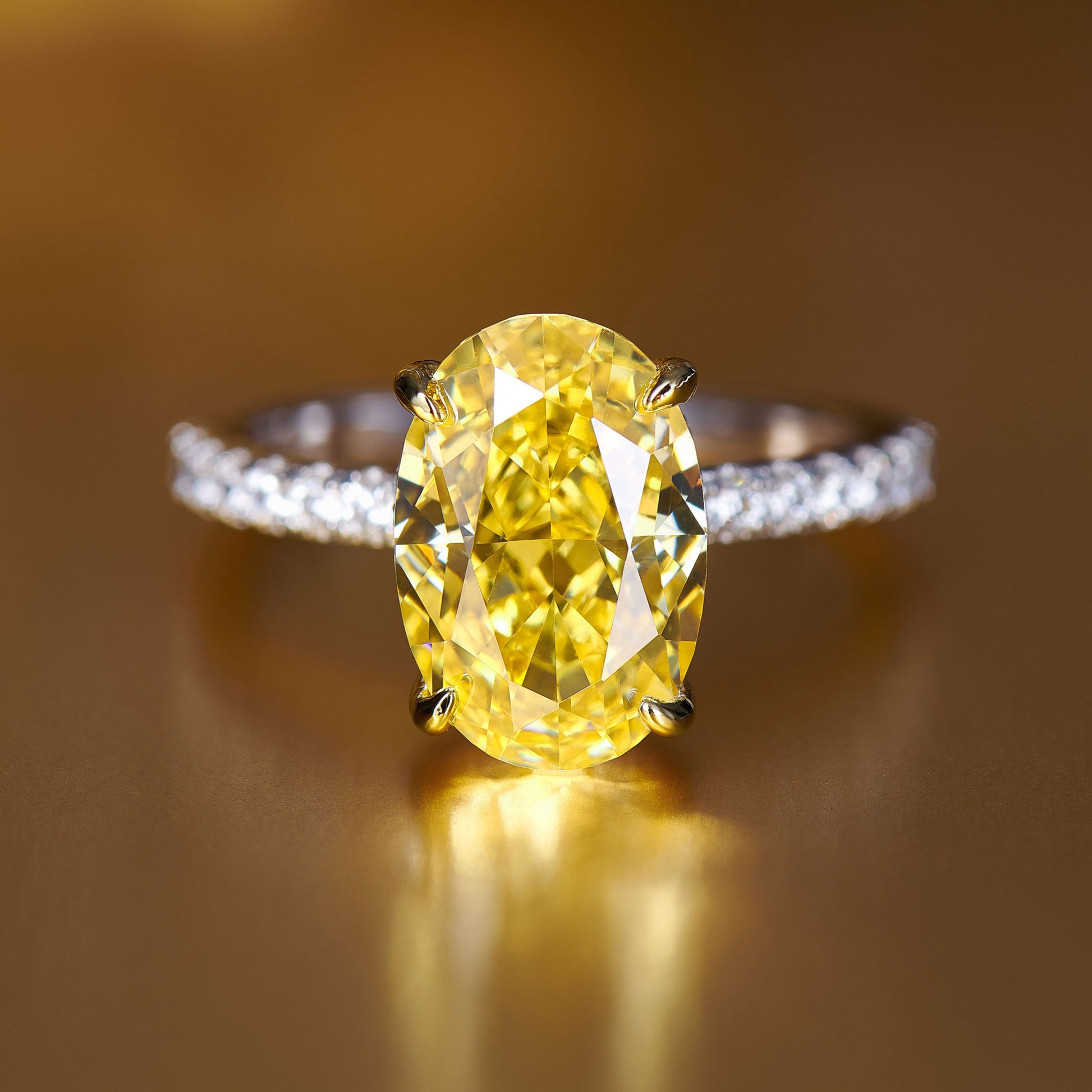 Oval-Cut Yellow Gemstone Ring | Silver Ring