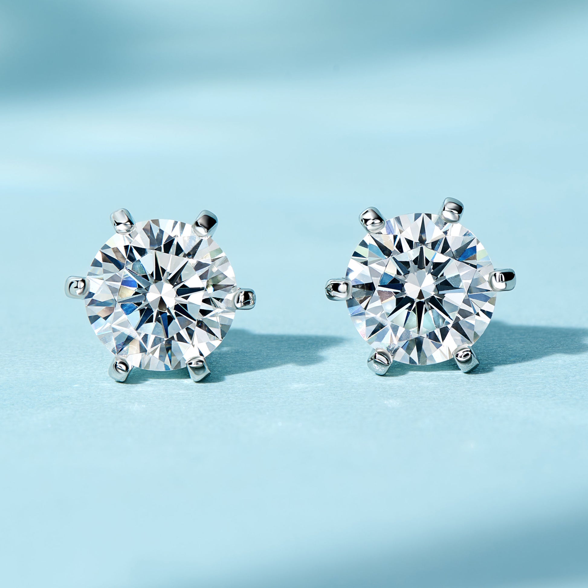 Classic 6-Prong Round-Cut Studs | Silver Earrings