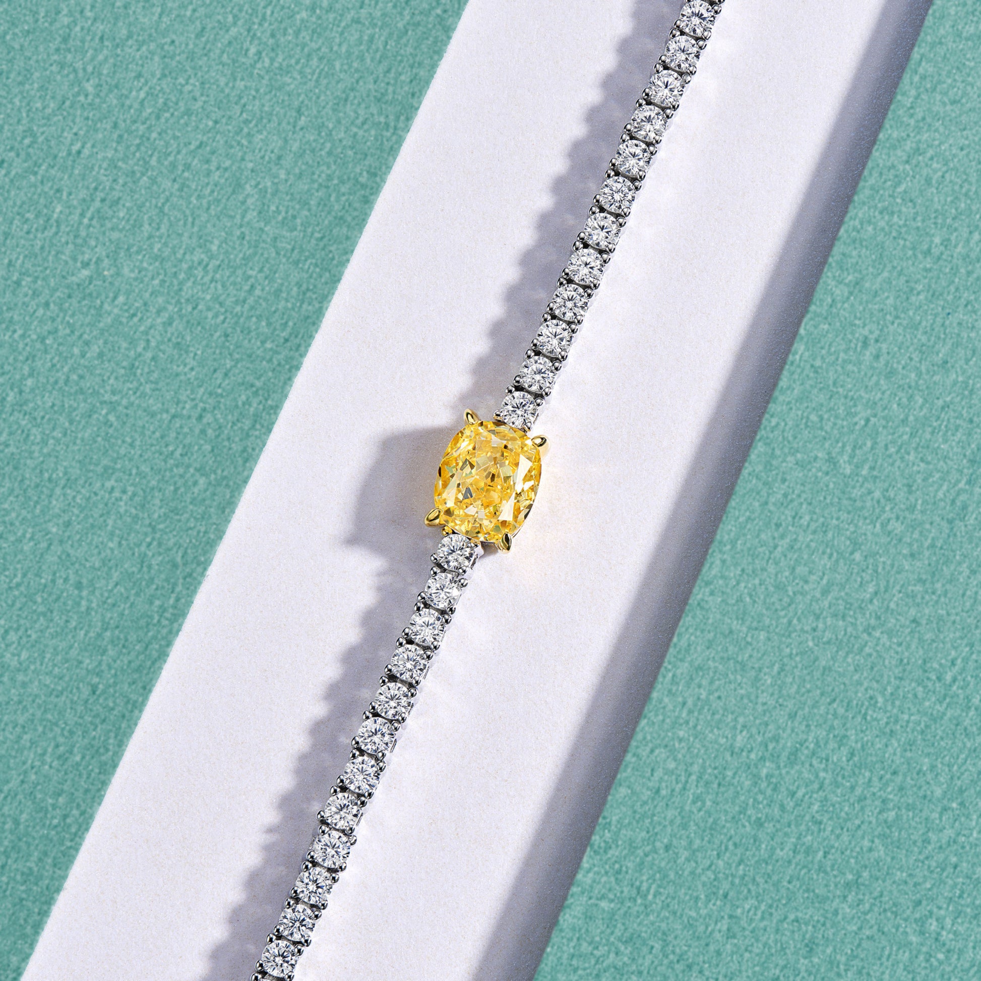 Cushion Cut Yellow Gemstone Bracelet | Silver Bracelet
