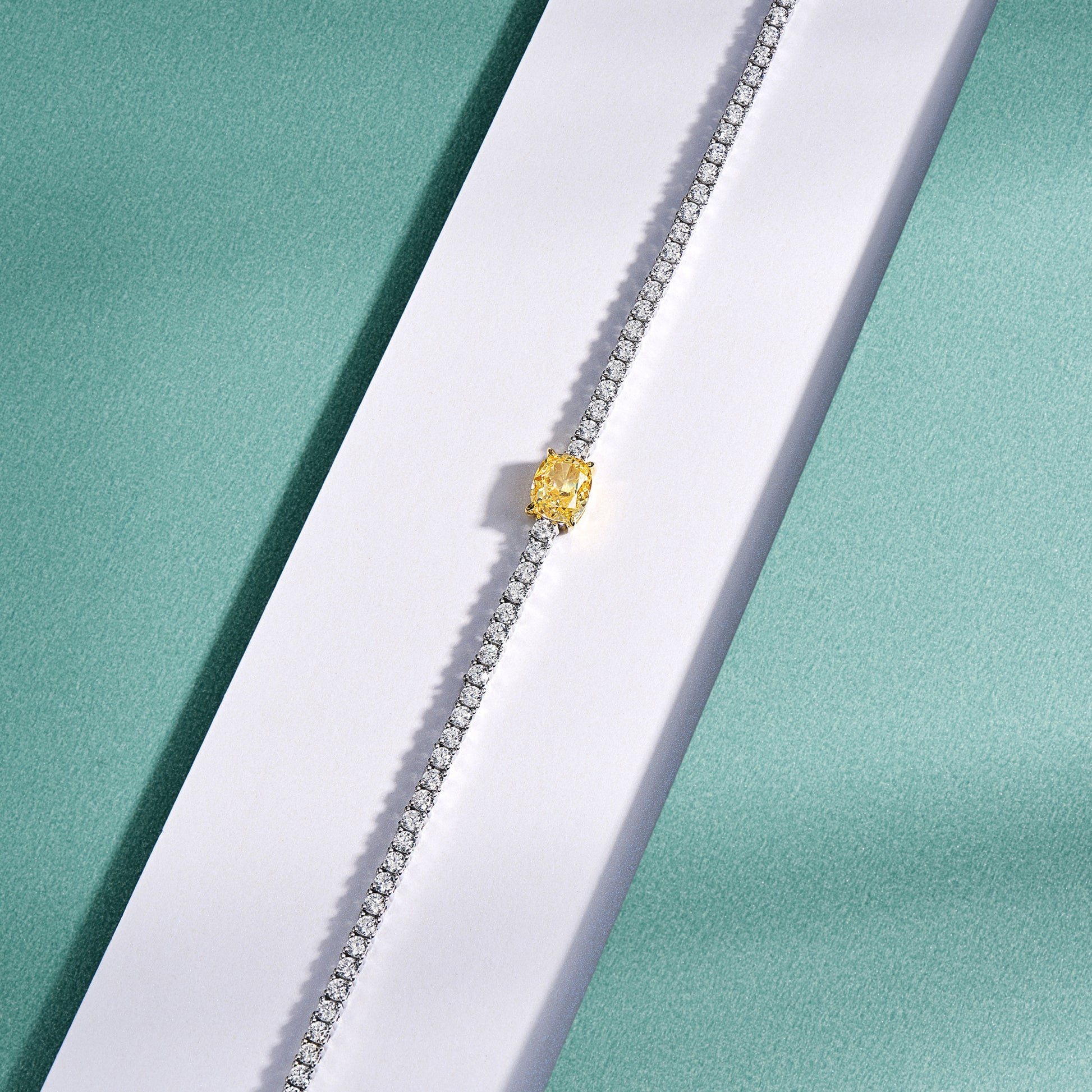 Cushion Cut Yellow Gemstone Bracelet | Silver Bracelet