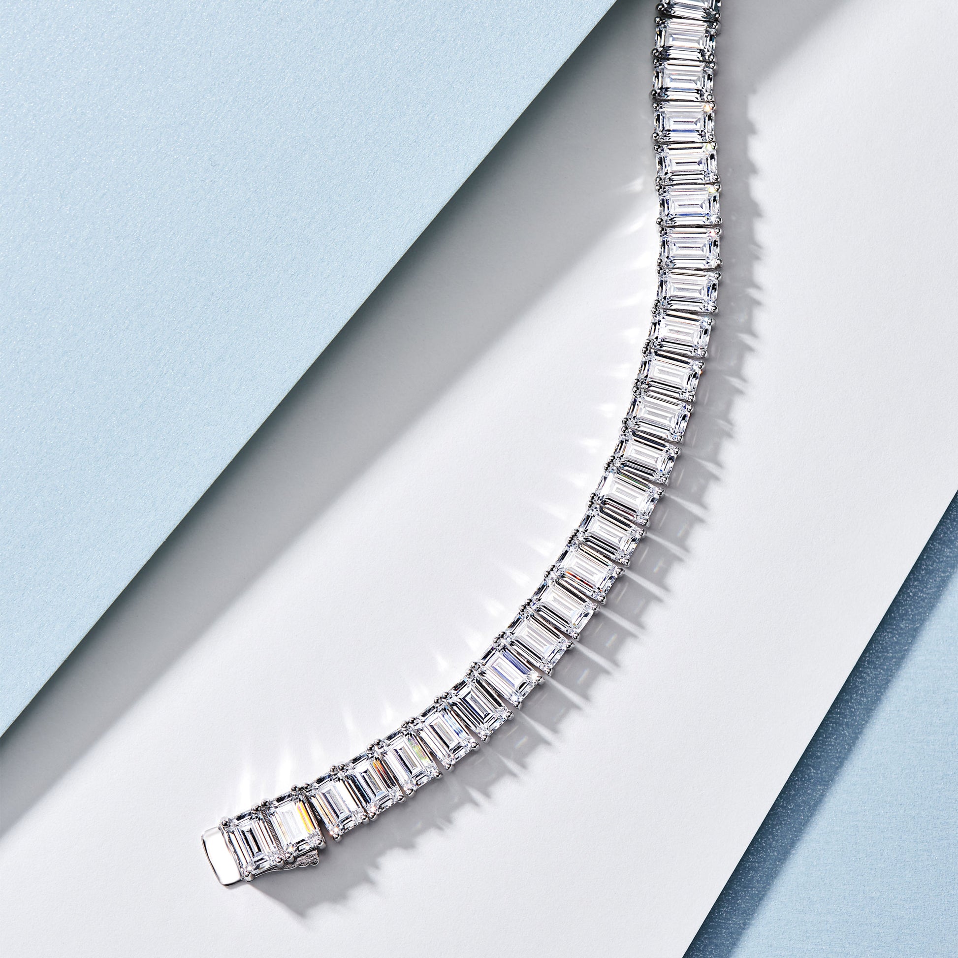Trendy Emerald-Cut Tennis Bracelet | Silver Bracelet