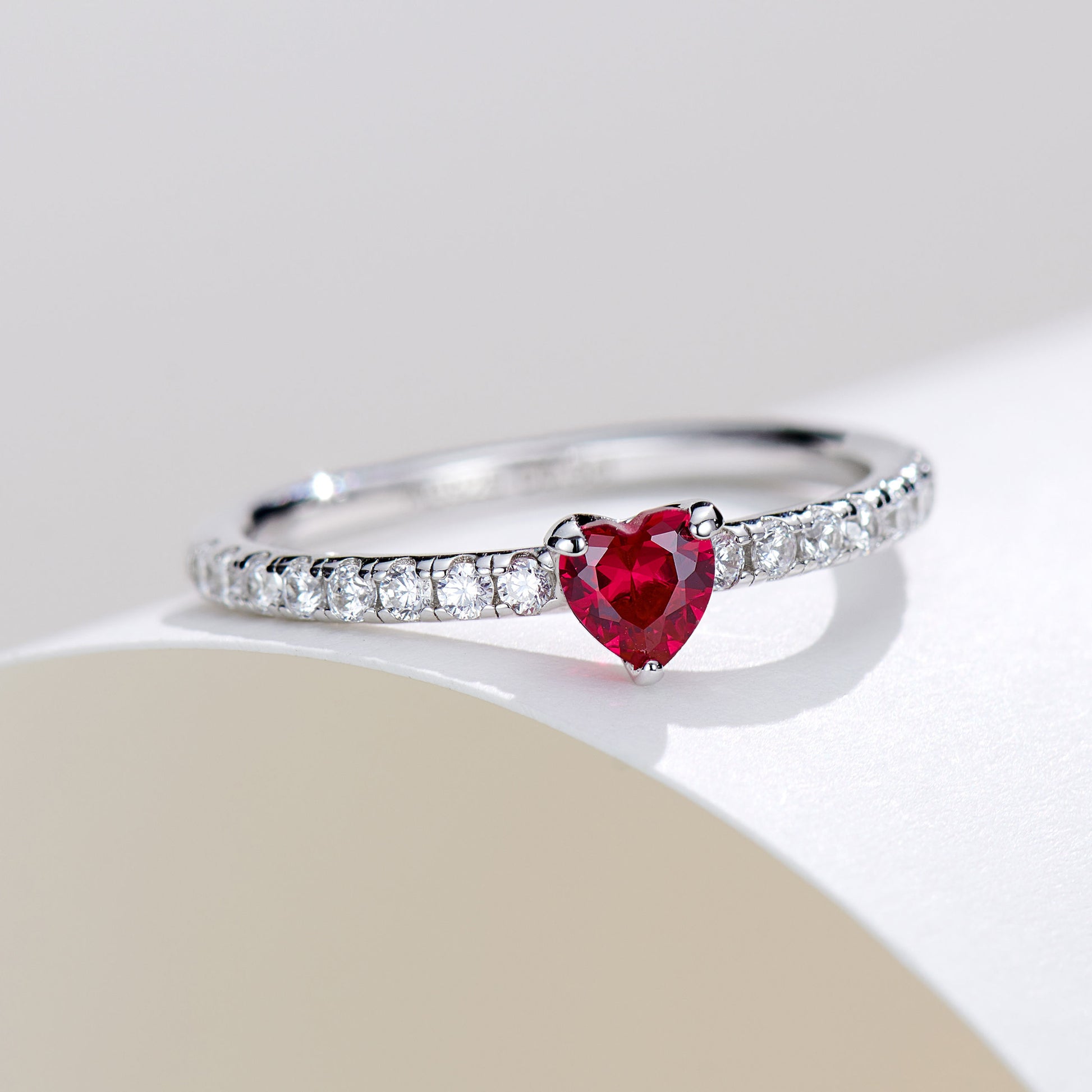 Red Gemstone Heart Ring | Silver Ring