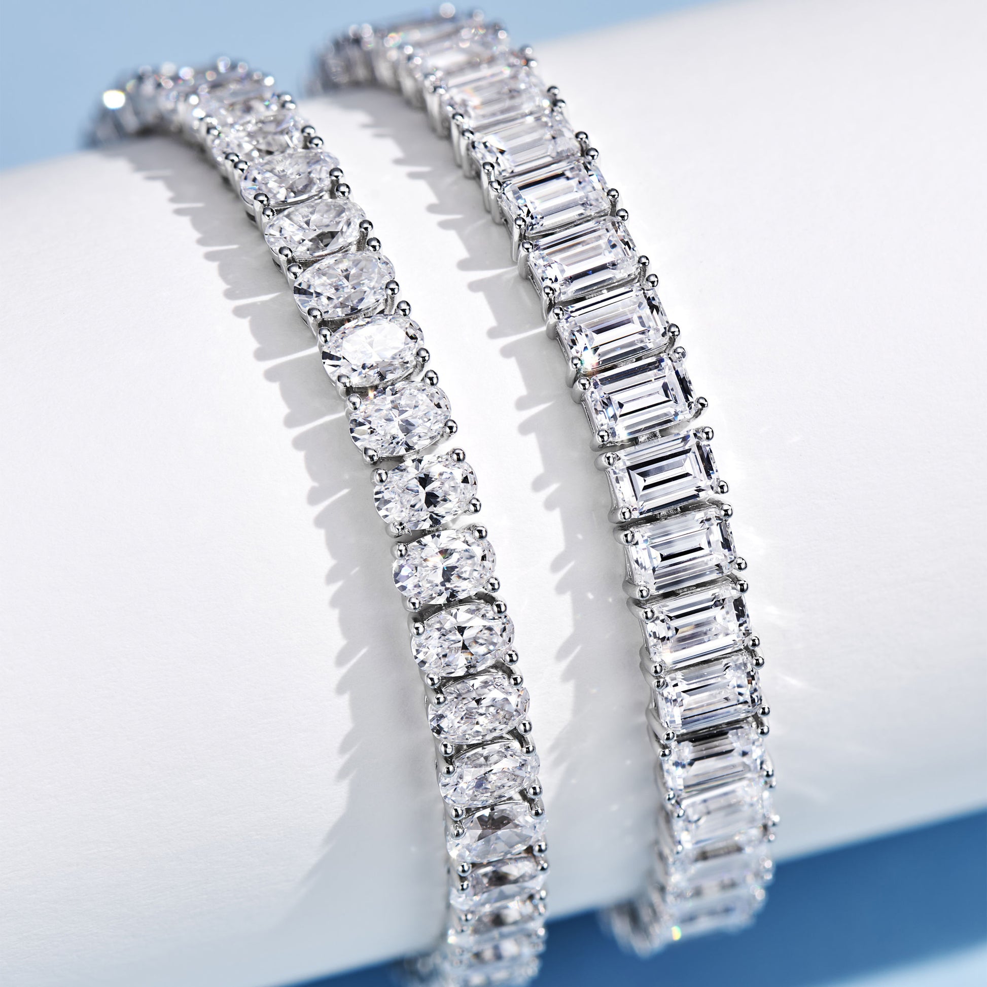 Trendy Emerald-Cut Tennis Bracelet | Silver Bracelet