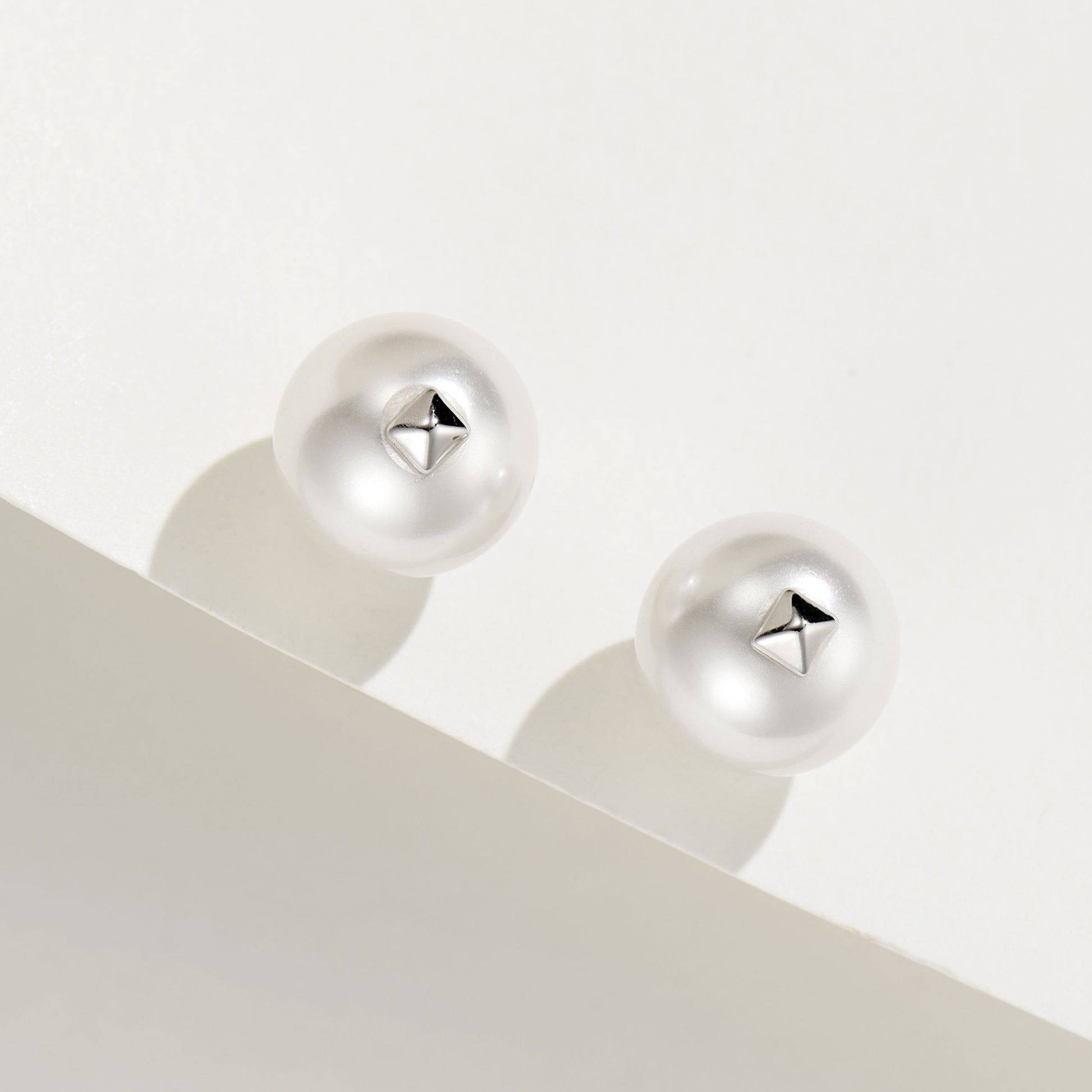 8mm Simple Pearl Stud Earrings| Silver Earrings