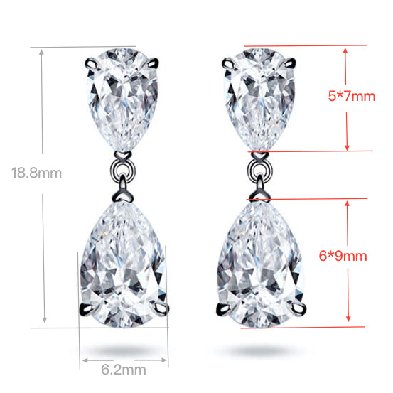 Sparkling Double Pear Cut Stud Earrings | Silver Earrings