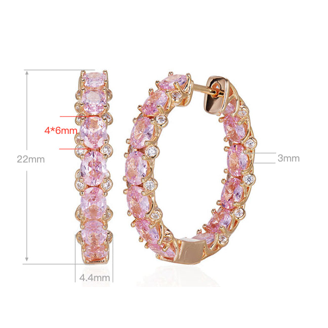 Pink Gemstone Hoops | Silver Earrings