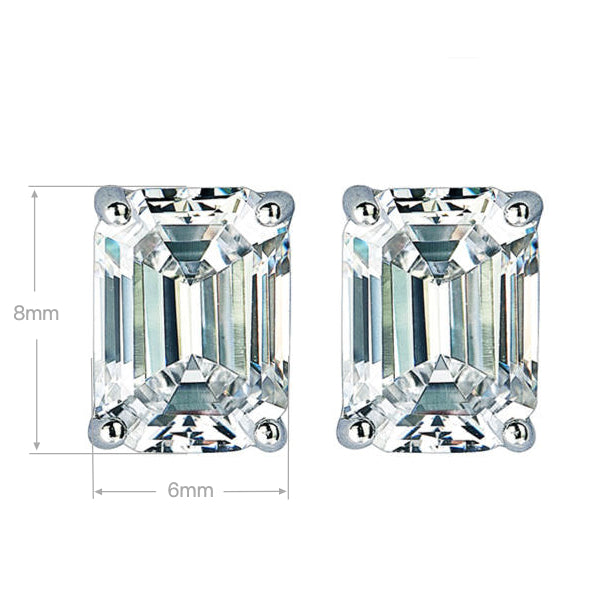 Ins Style Asscher Cut Stud Earrings | Silver Earrings
