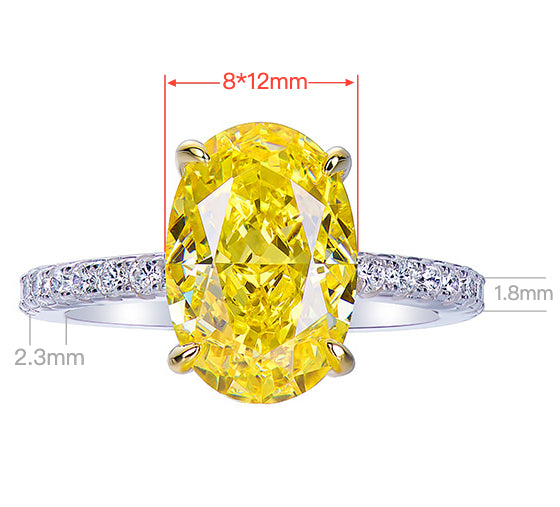 Oval-Cut Yellow Gemstone Ring | Silver Ring