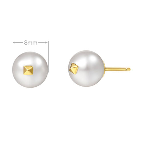 8mm Simple Pearl Stud Earrings | Silver Earrings