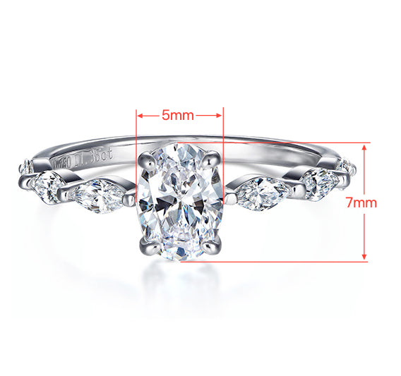 Shining Oval Cut Ring | Silver Ring
