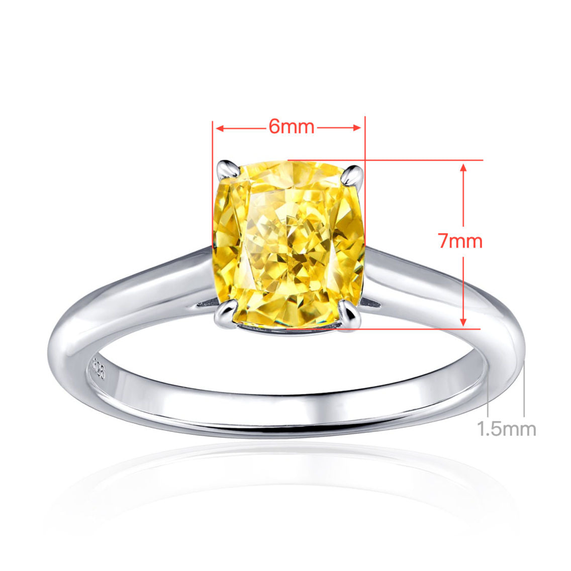 Cushion Cut Yellow Gemstone Ring | Silver Ring