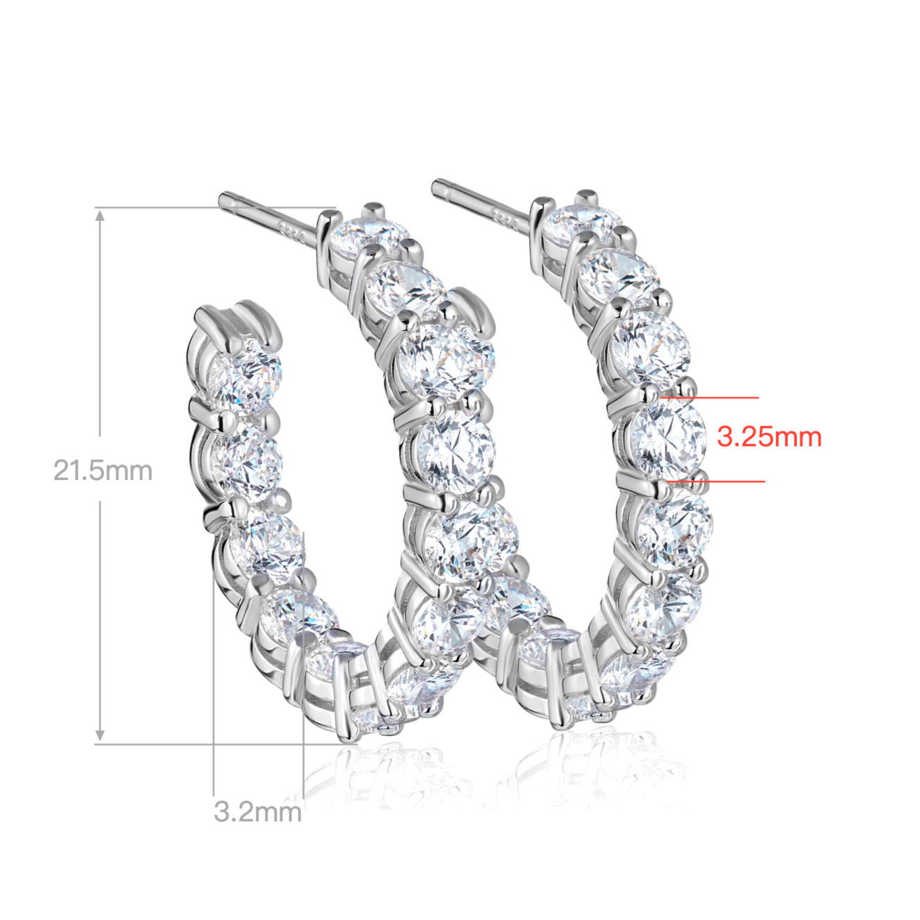 Stylish Zirconia Hoop Earrings | Silver Earrings