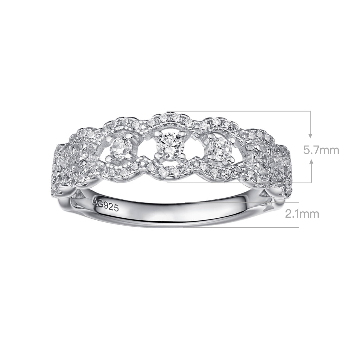 Elegant Lace Queen Zircon Ring | Silver Ring