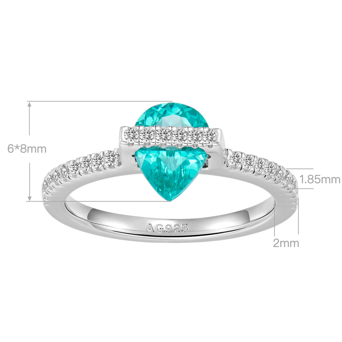 Blue Gemstone Pear-Shaped Ring | Silver Ring