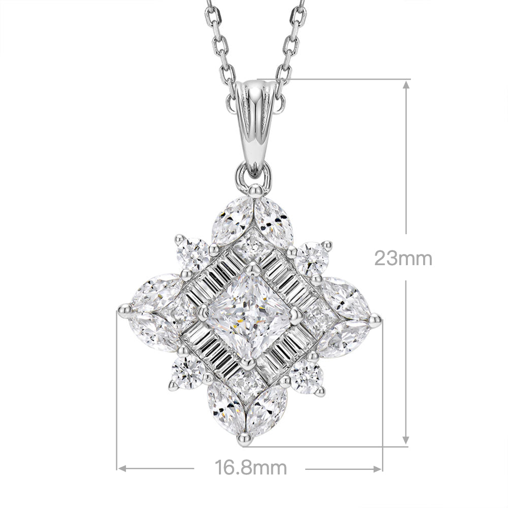 Princess-cut Zirconia Necklace | Silver Necklace