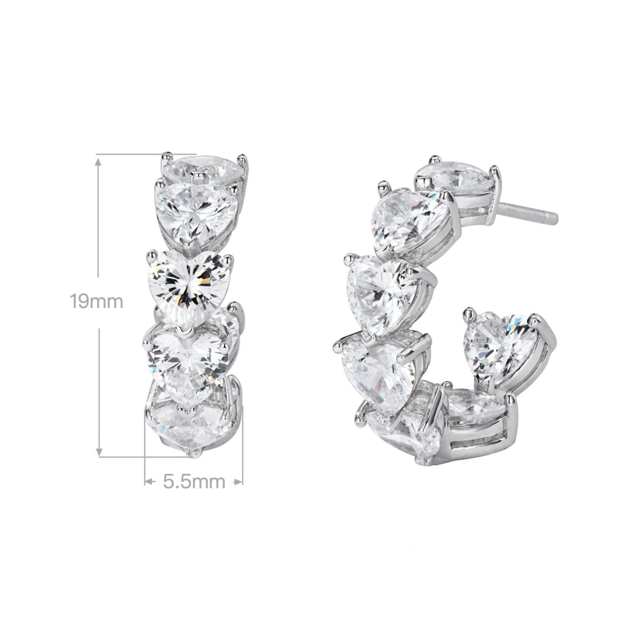 Heart Pavé Earrings | Silver Earrings