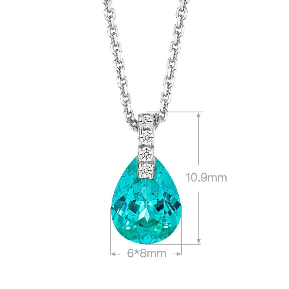 Paraiba Pear-Cut Necklace | Silver Necklace