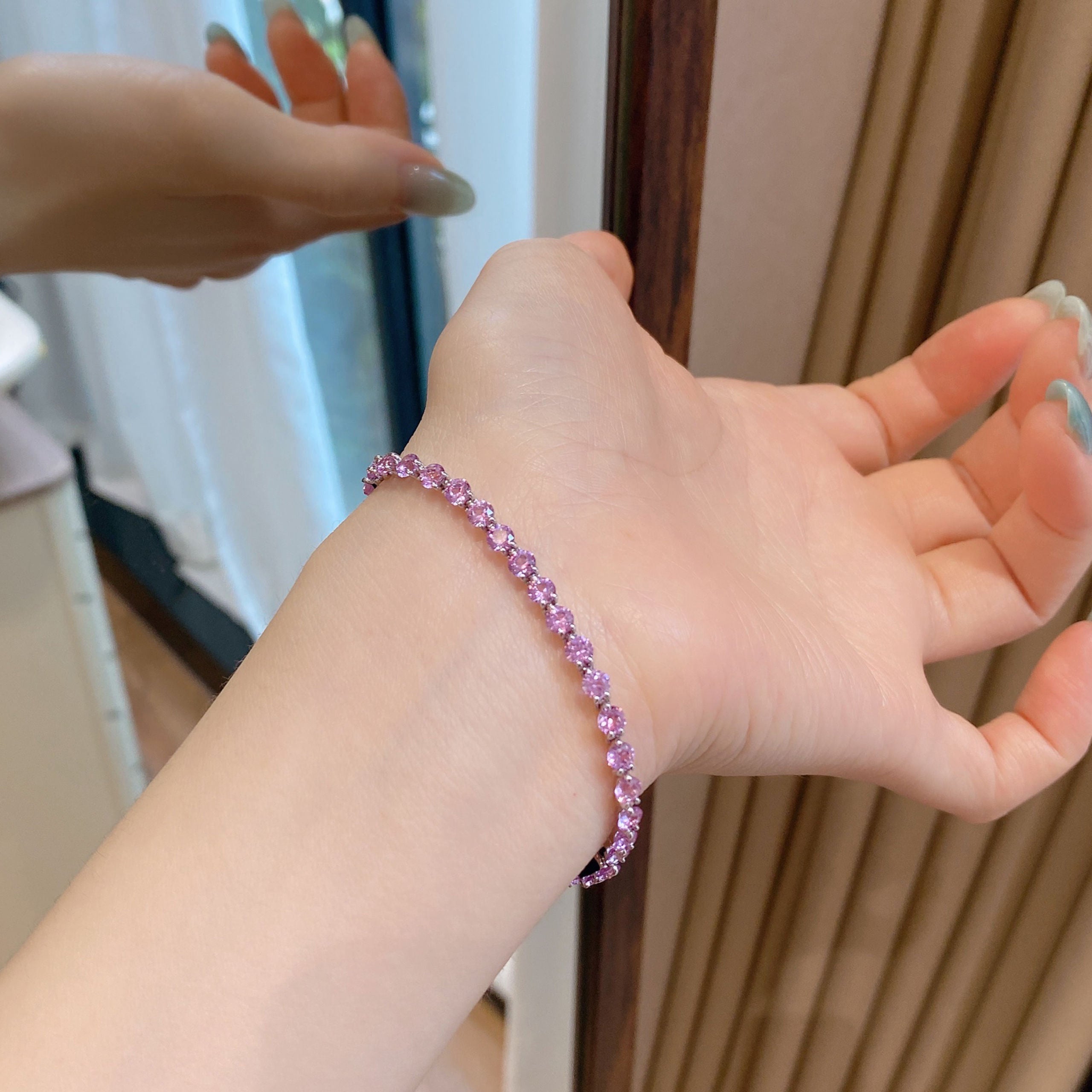 3.5mm Purple Gemstone Bracelet｜Silver Bracelet