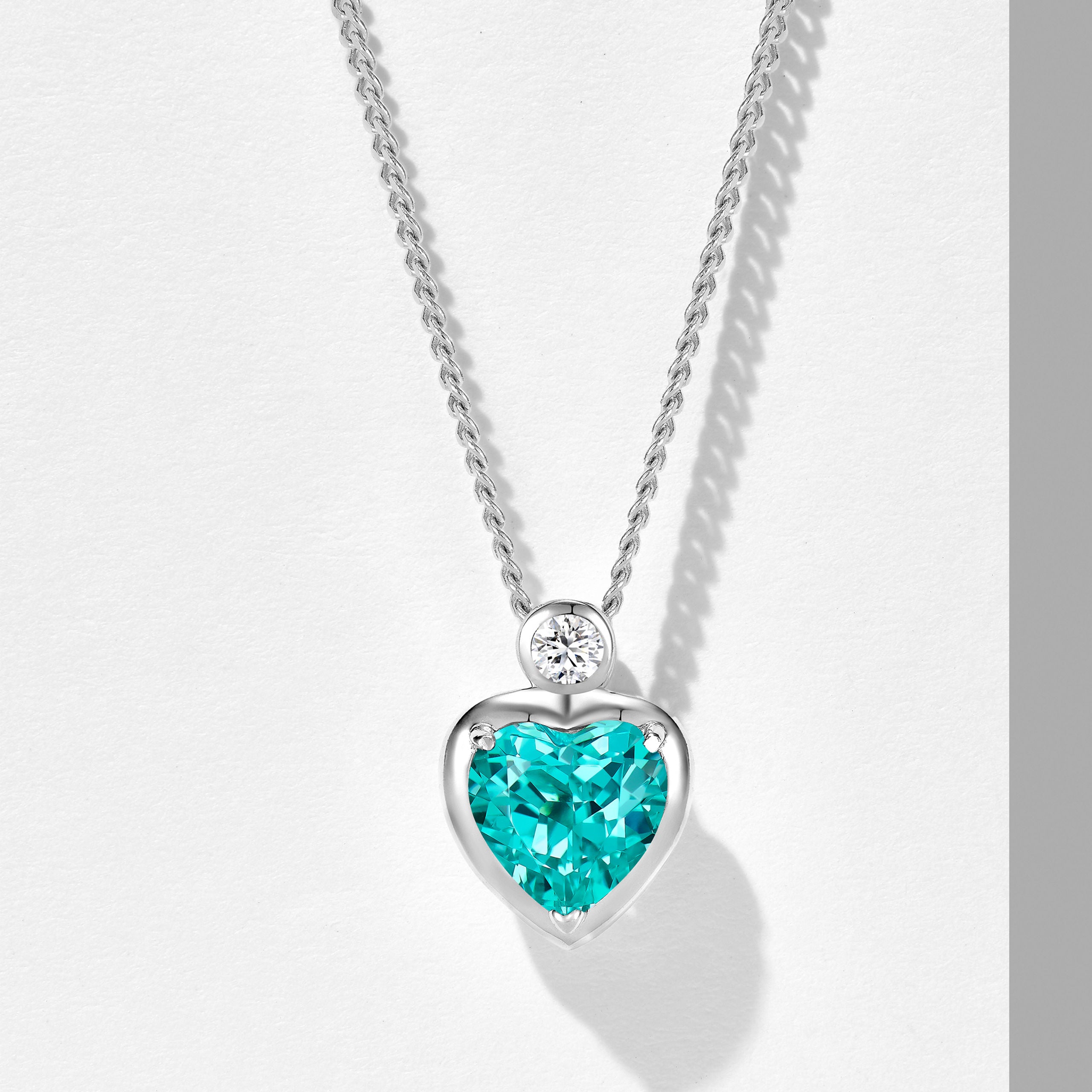 Paraiba Heart Necklace｜Silver Necklace