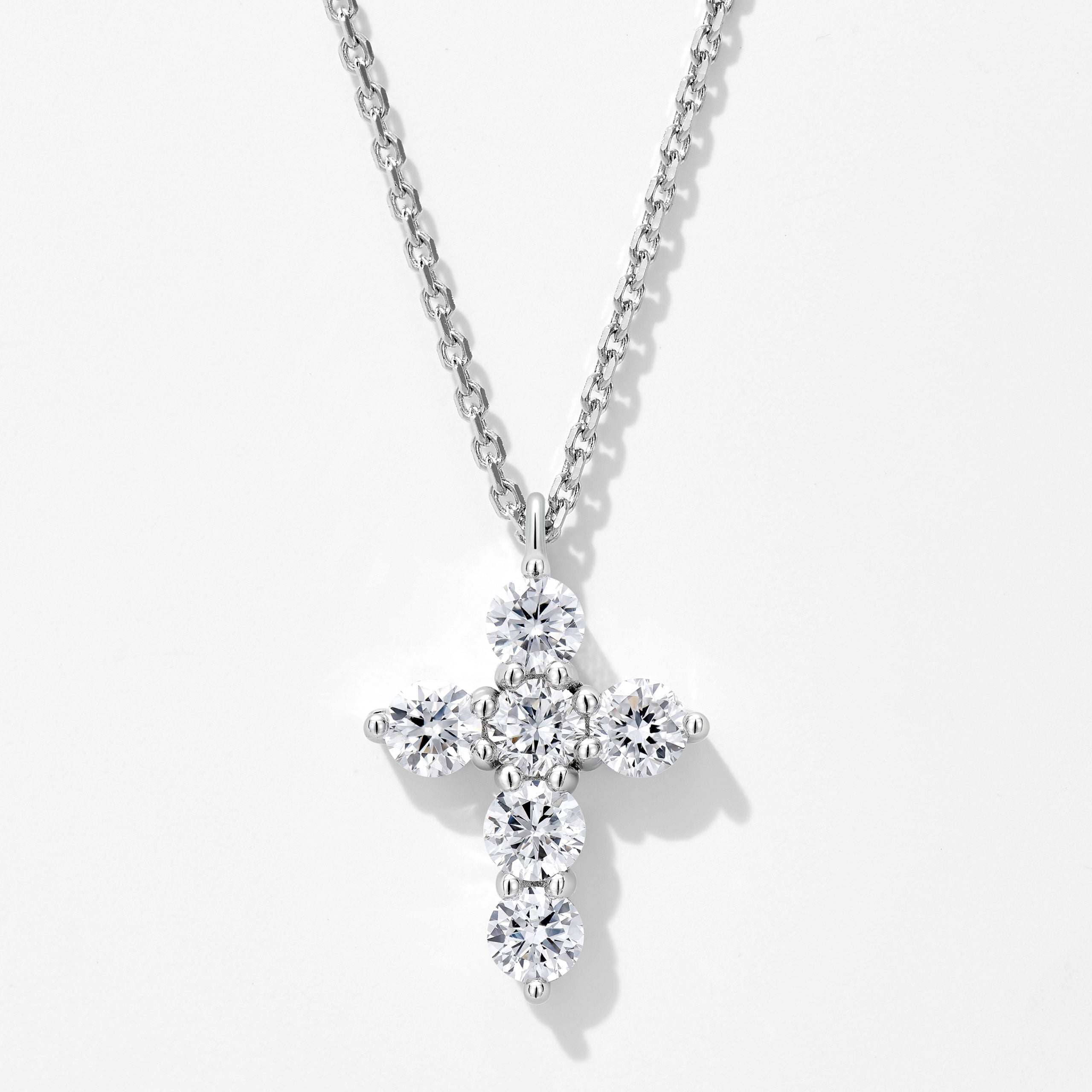 Mini Lab Grown Diamond Cross Pendant | Silver Necklace