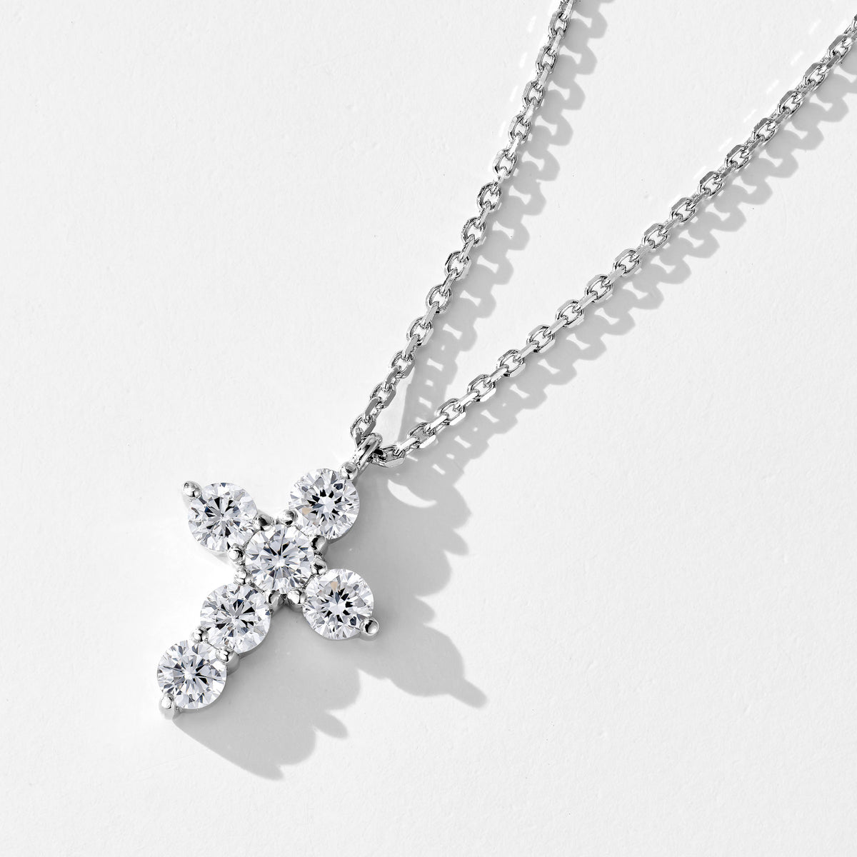 Mini Lab Grown Diamond Cross Pendant | Silver Necklace