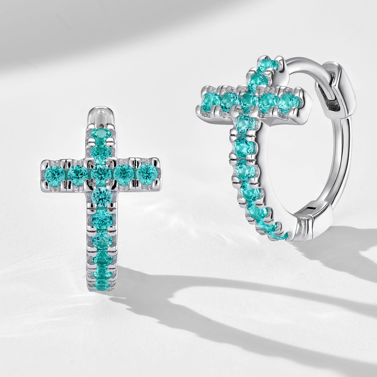 Minimalist Cross Huggie Earrings | Silver Earrings