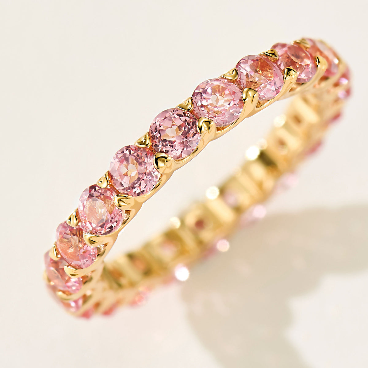 Lab-Grown Padparadscha Band Ring | Silver Ring