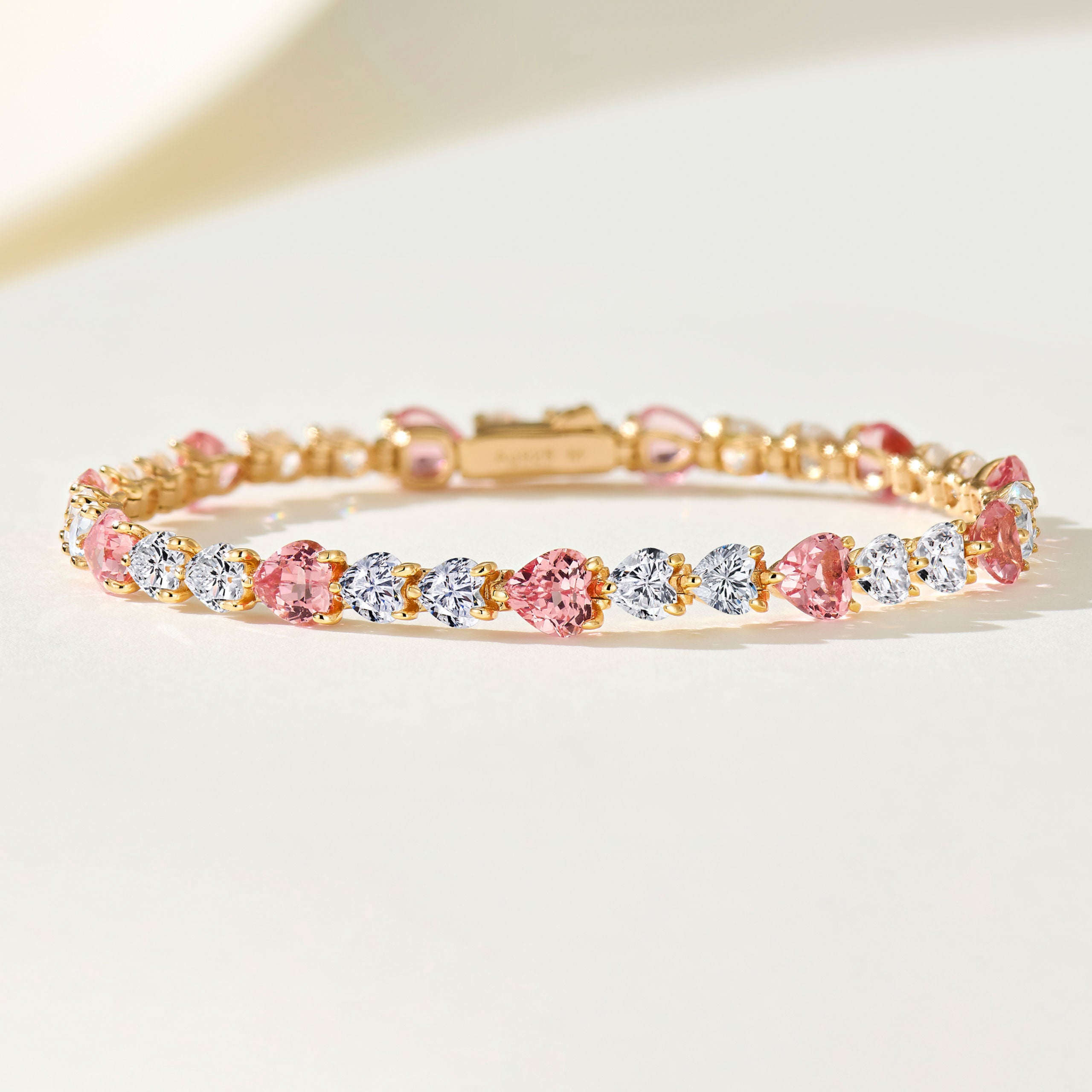 Lab Grown Padparadscha Heart Bracelet ｜Silver Bracelet