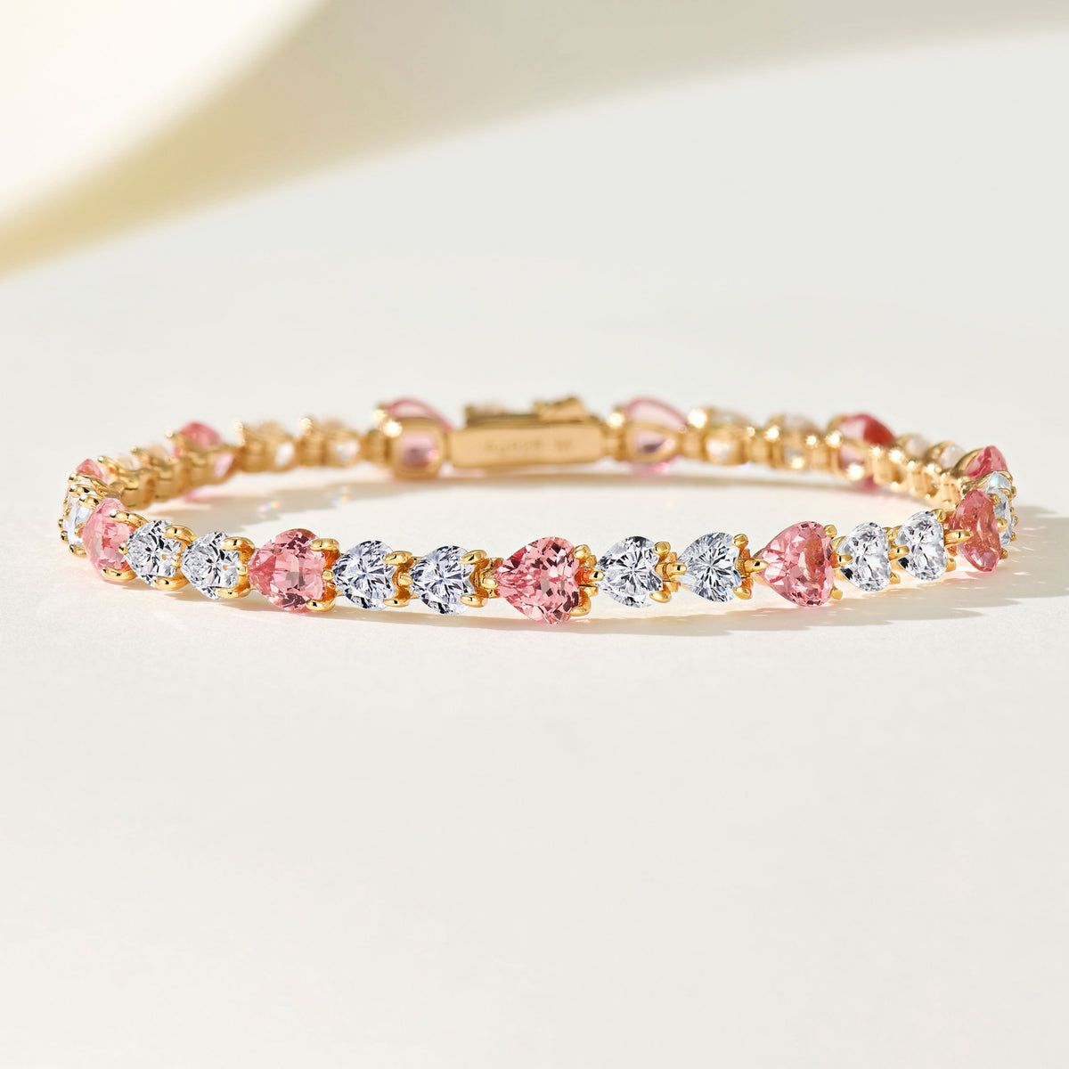 Lab Grown Padparadscha Heart Bracelet ｜Silver Bracelet