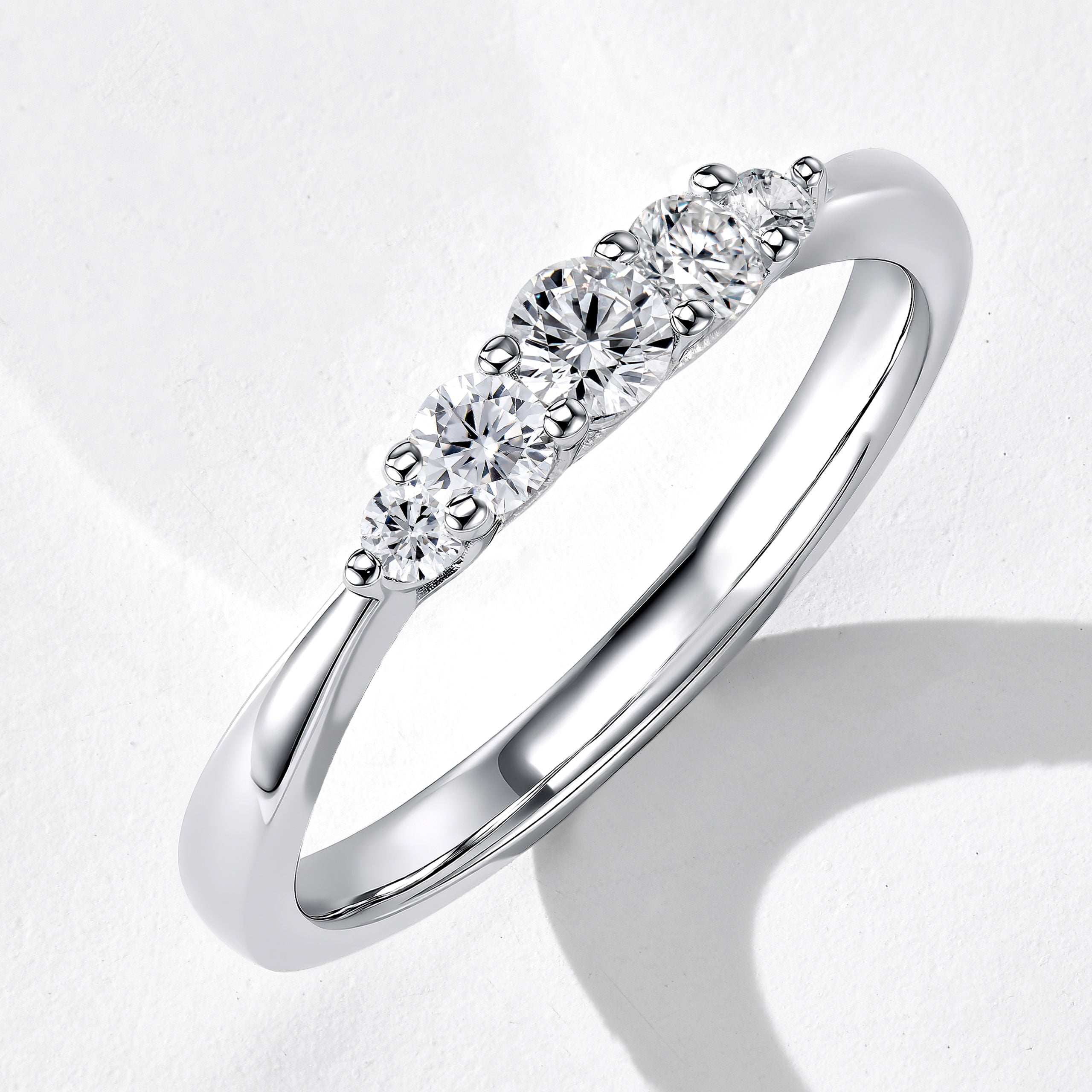 Lab Grown Diamond Graduated Band Ring  | Silver Ring