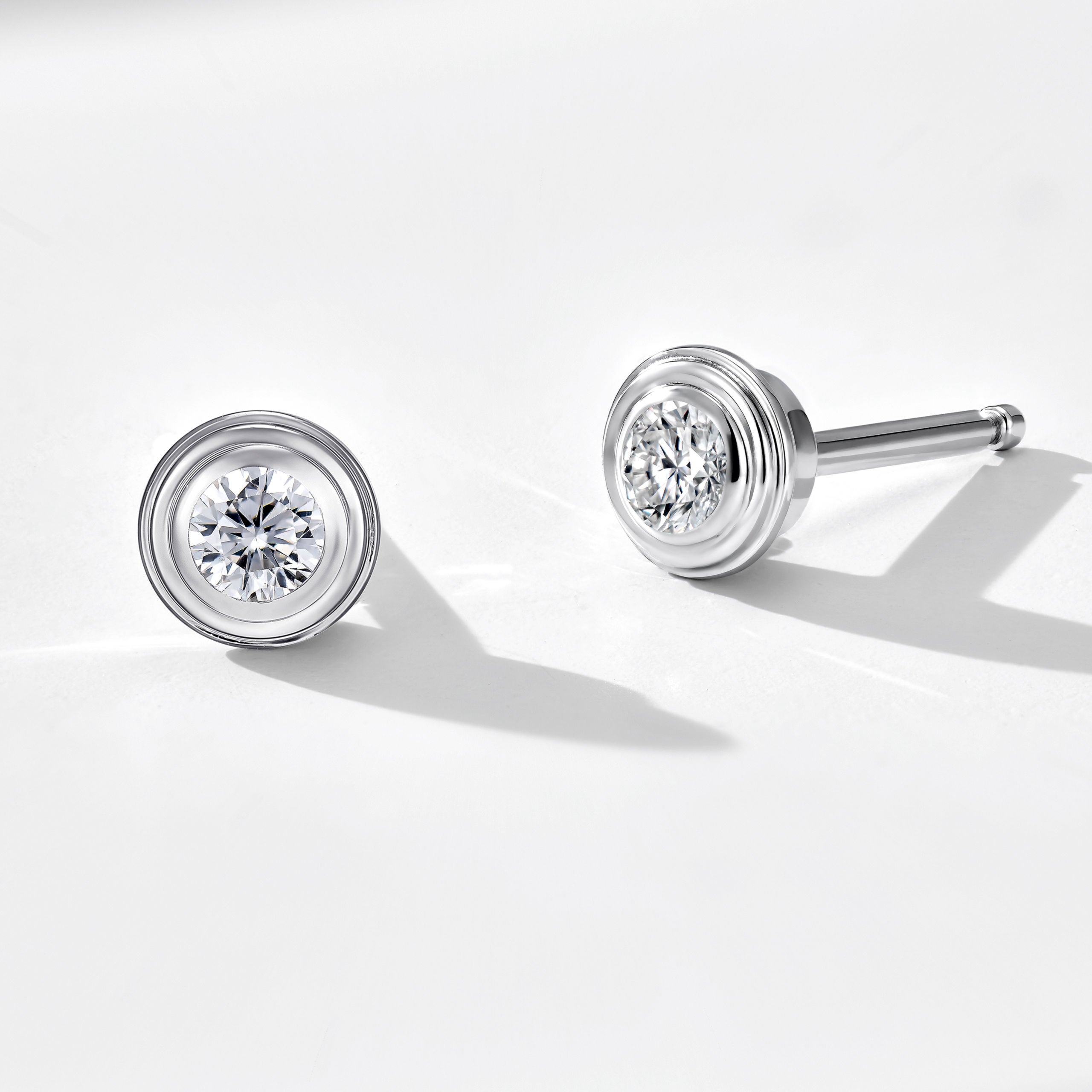 Mini Lab Grown Diamond Solitaire Stud Earrings  | Silver Earrings