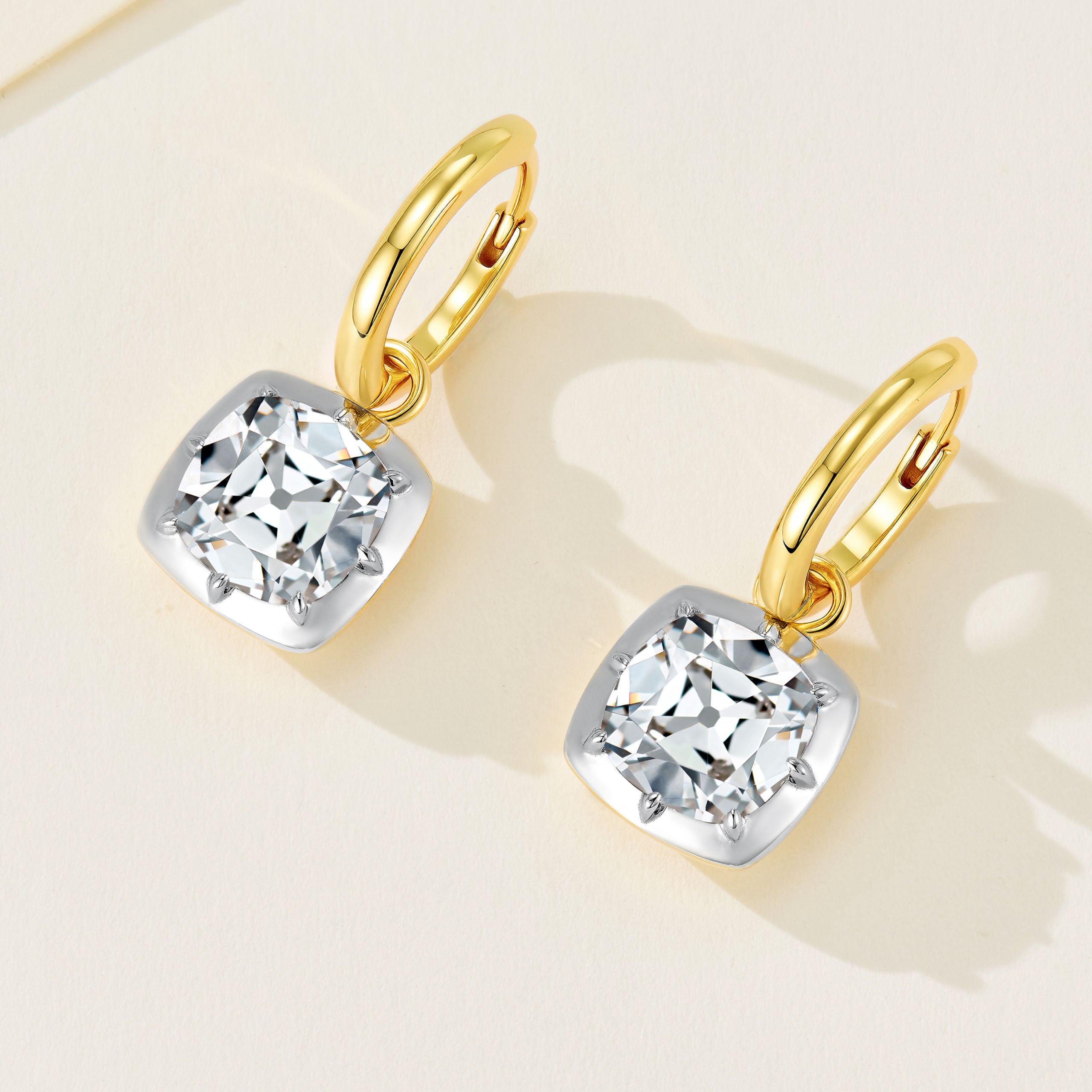 Old Mine Cut Cushion Drop  Earrings｜Silver Earrings