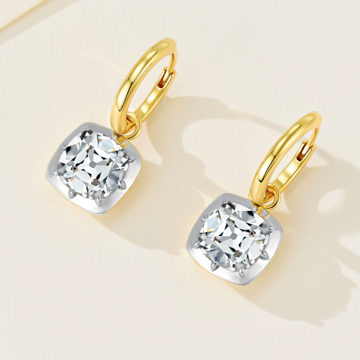 Old Mine Cut Cushion Drop  Earrings｜Silver Earrings