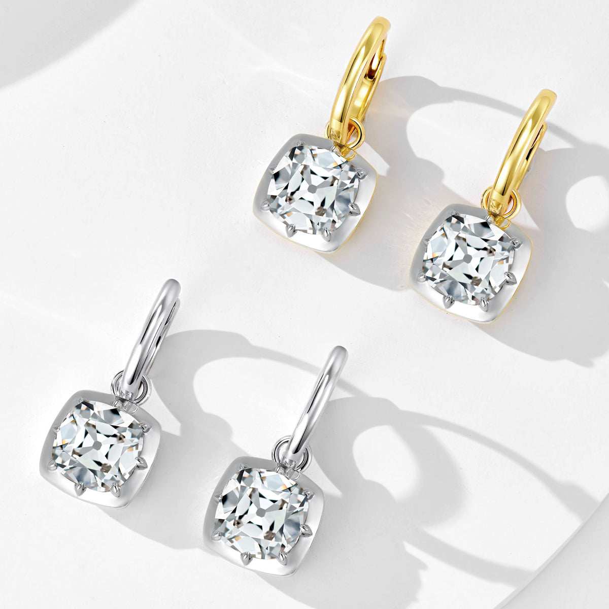 Old Mine Cut Cushion Drop  Earrings｜Silver Earrings