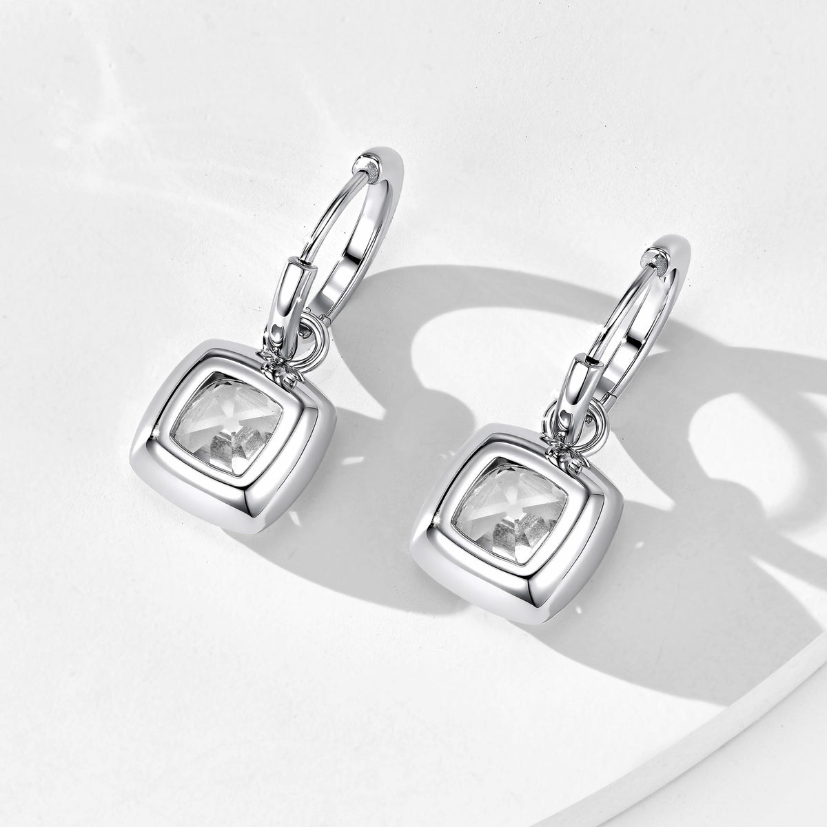 Old Mine Cut Cushion Drop  Earrings｜Silver Earrings