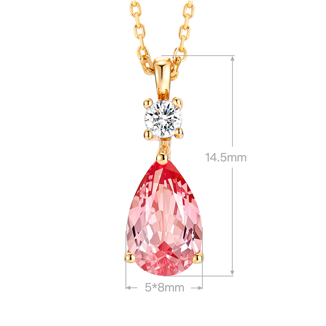 Lab-Grown Padparadscha Teardrop Necklace | Silver Necklace