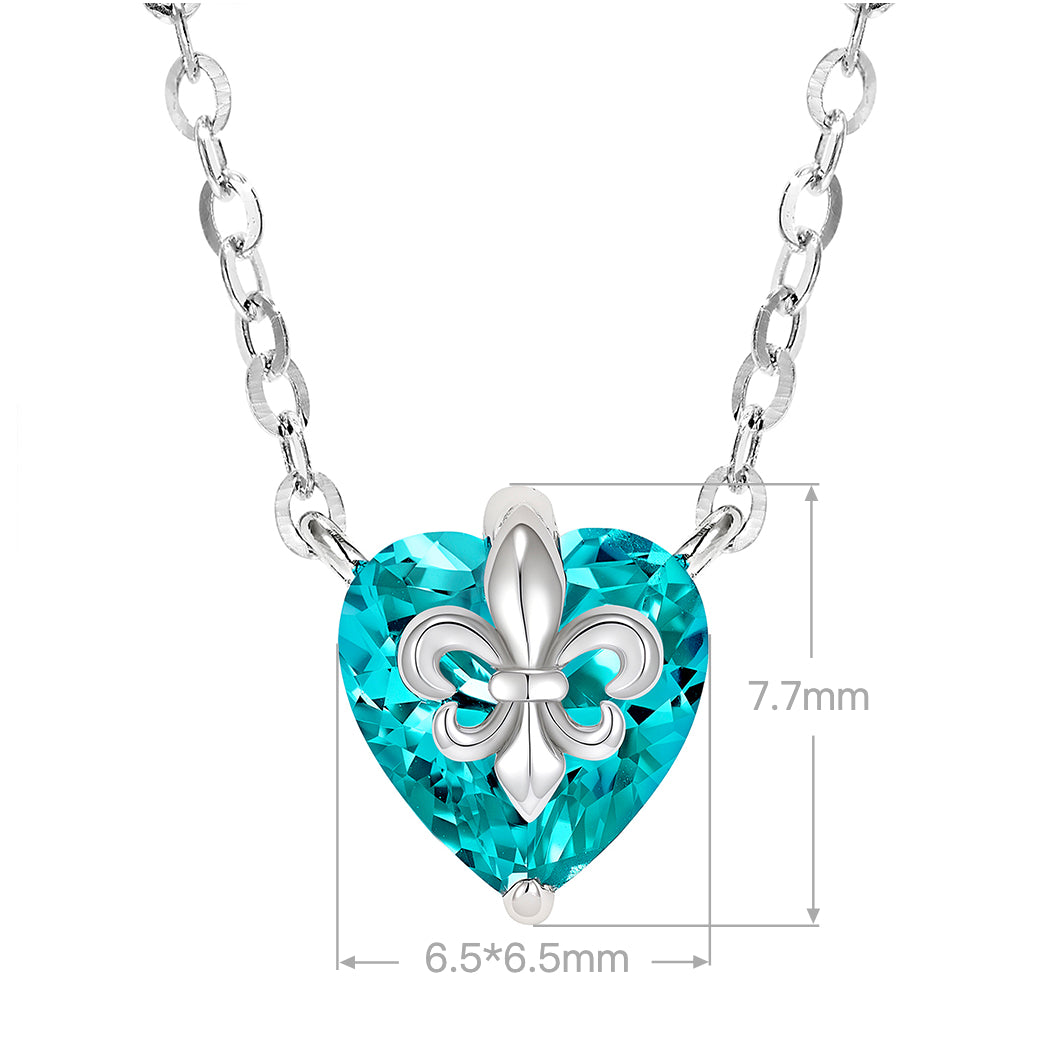 Paraiba Iris Heart Necklace | Silver Necklace