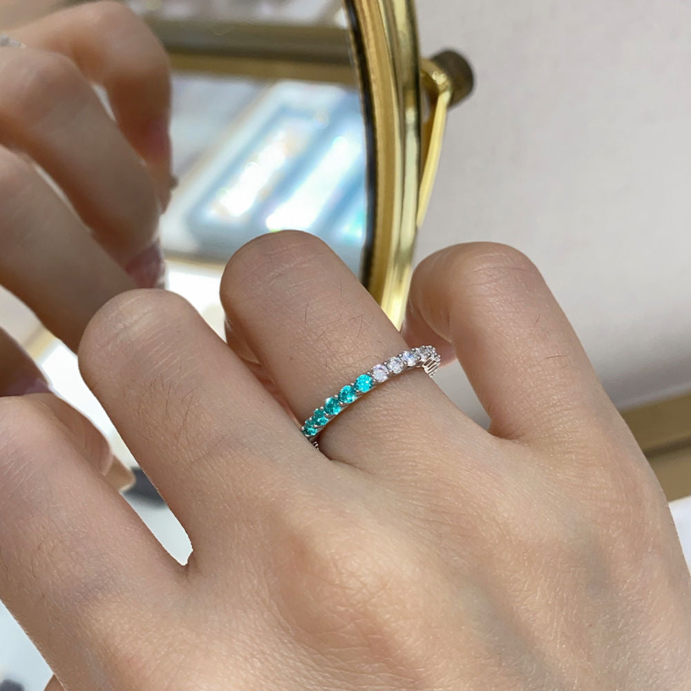 Paraiba Contrast Color Ring | Silver Ring
