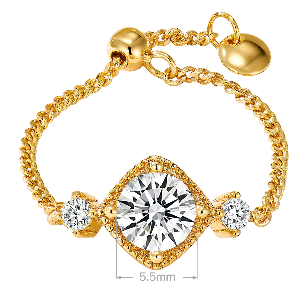Chic Moissanite Chain Pull Ring | Silver Ring