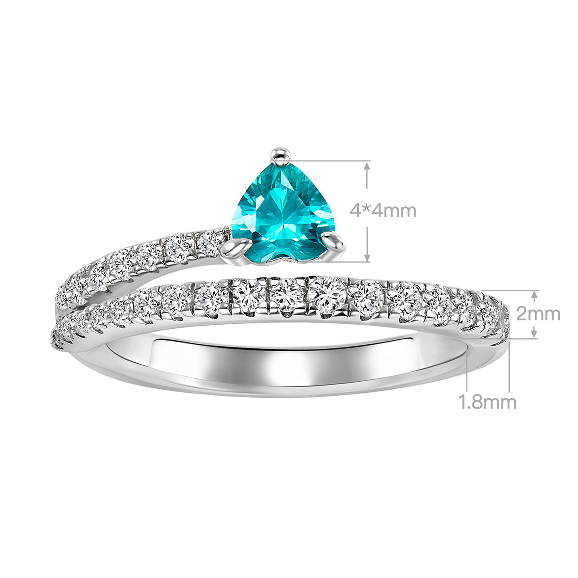 Heart Paraiba Open Pinky Ring | Silver Ring