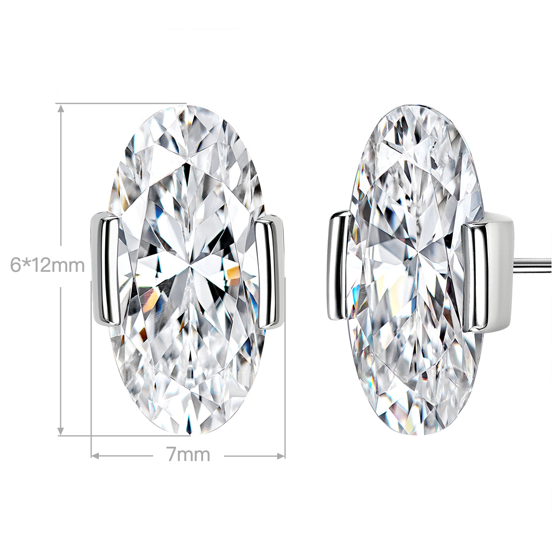 Simple Oval Cut Stud Earrings | Silver Earrings