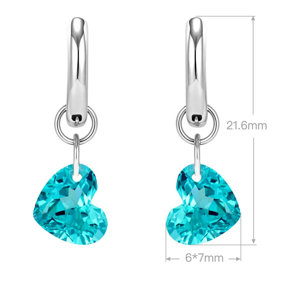 Paraiba Heart Drop Earrings | Silver Earrings