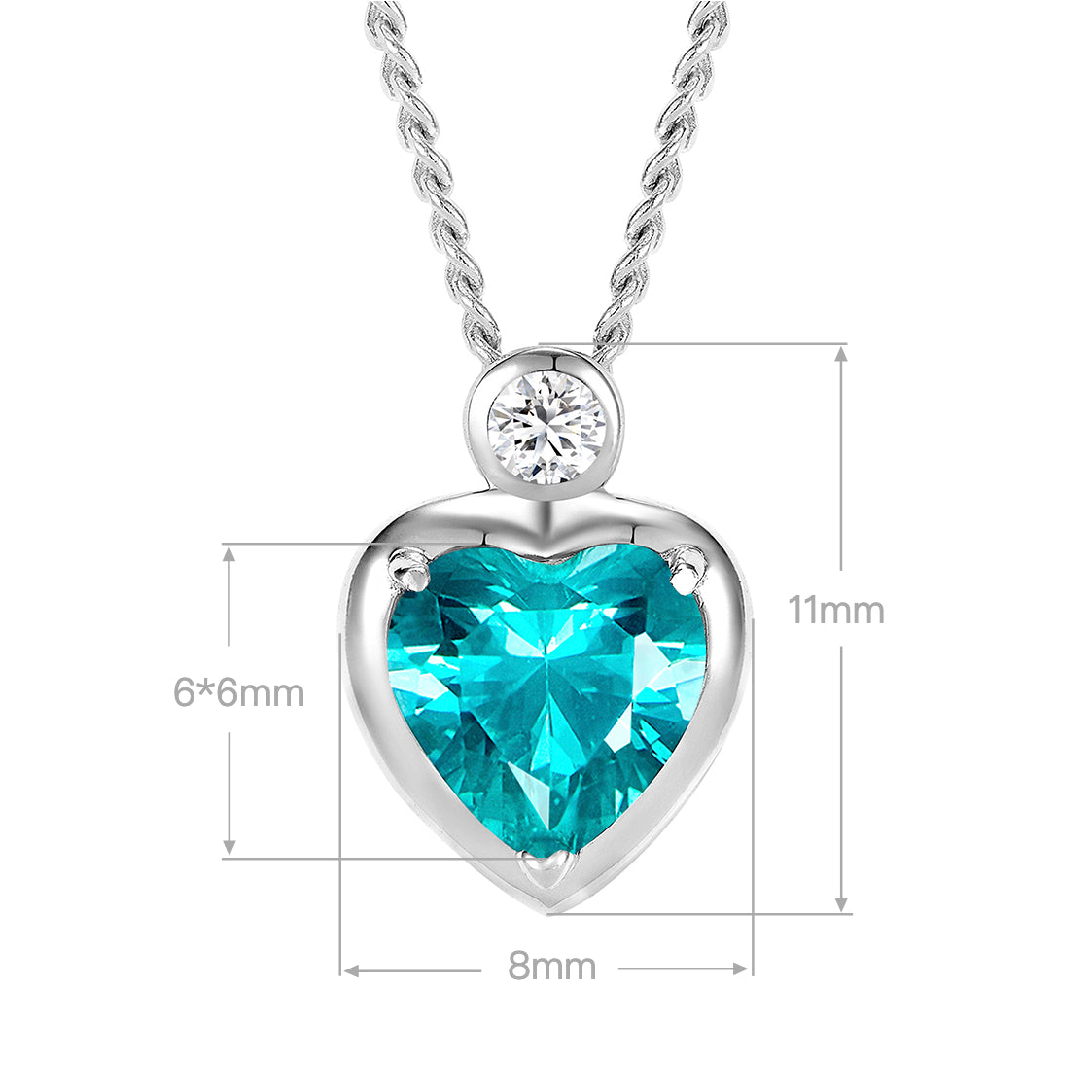 Paraiba Heart Necklace | Silver Necklace