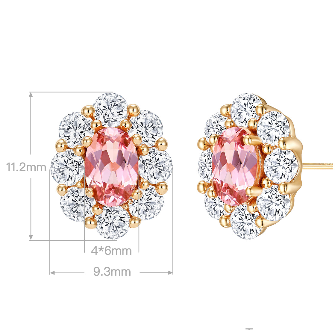 Lab-Grown Padparadscha Oval Stud Earrings | Silver Earrings