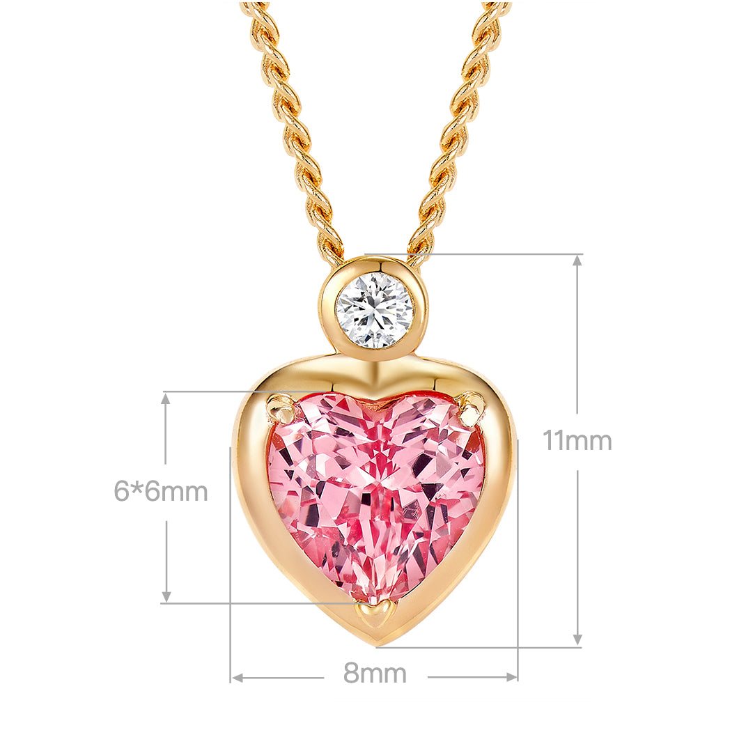 Lab-Grown Padparadscha Bezel Heart Necklace | Silver Necklace