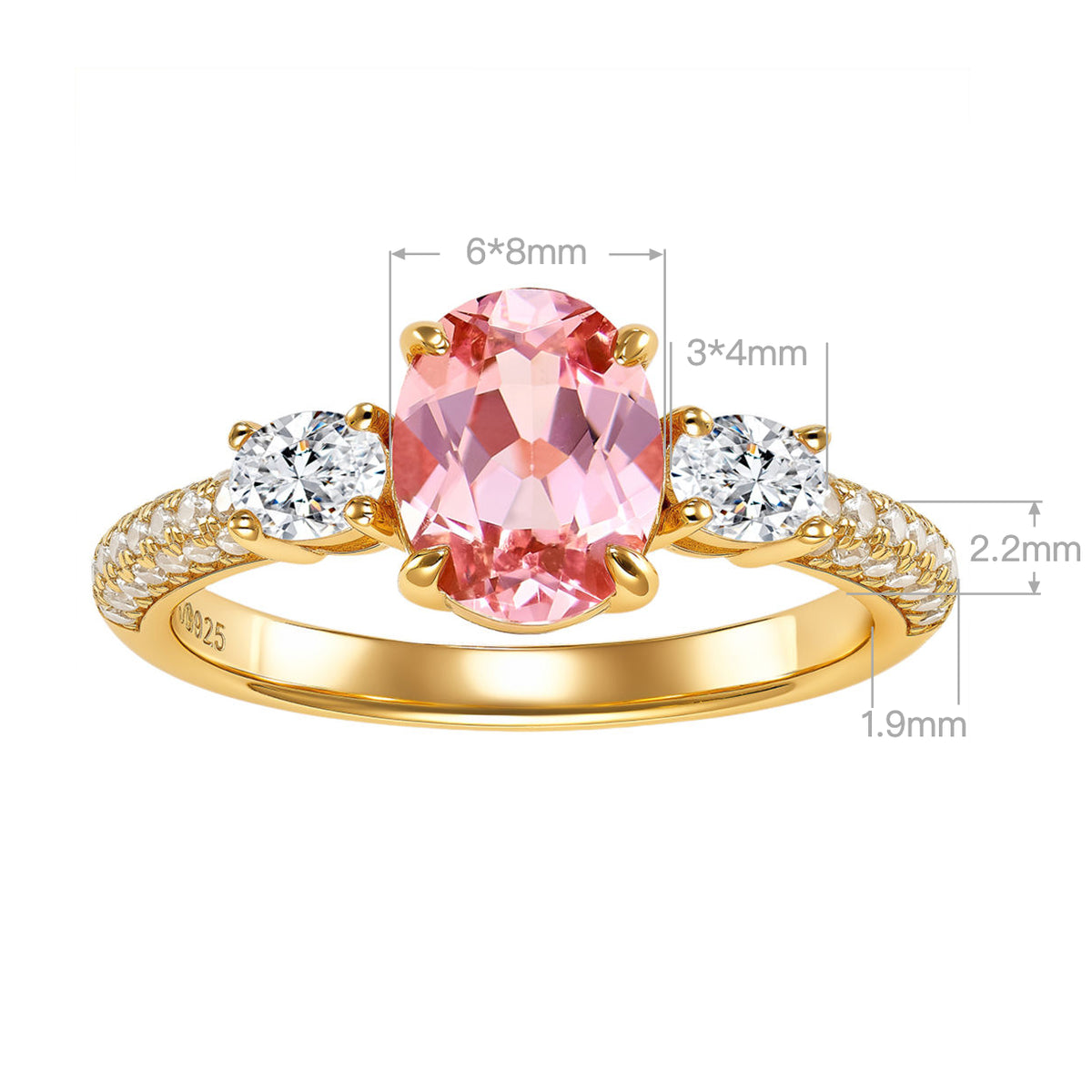 Lab-Grown Padparadscha Pink Gem Oval Cut Ring | Silver Ring