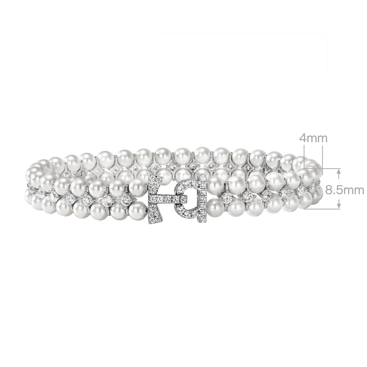 4mm Double-Row Pearl Bracelet | Silver Bracelet