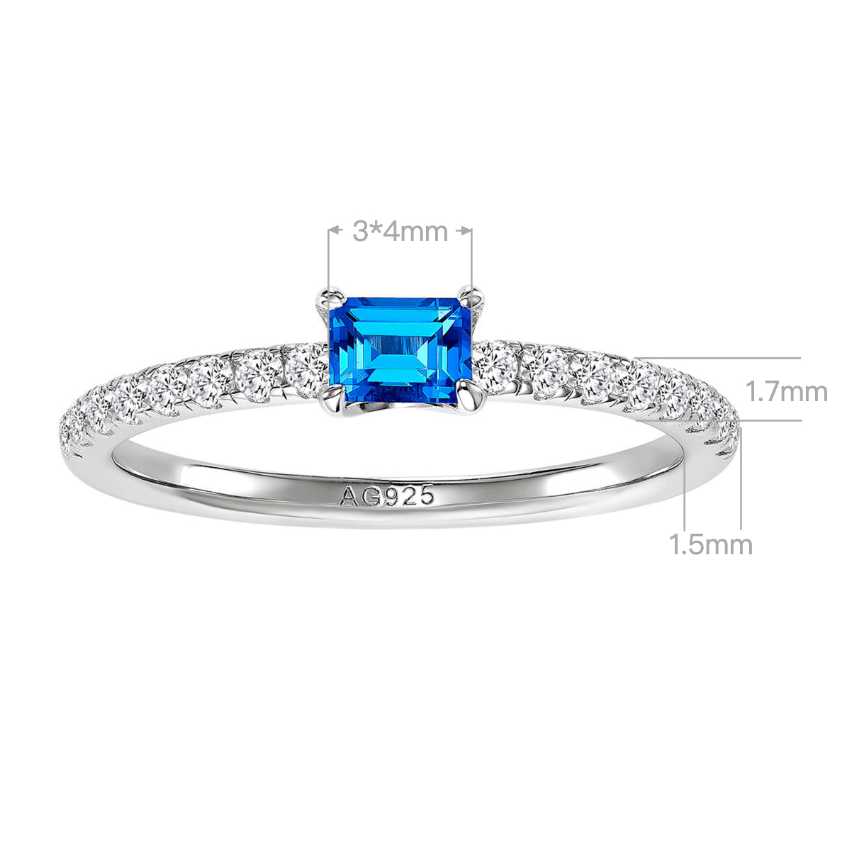 Blue Gemstone Band Ring | Silver Ring